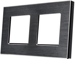 Luxion Rama dubla Luxion din aluminiu negru pentru prize si intrerupatoare (LX-M2-2FB-FL)