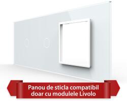 LIVOLO Panou din sticla Livolo pentru 2 întrerupatoare si priza, standard italian 6/7M alb (VL-P901.1.E-7W)
