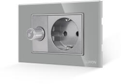 Luxion Comutator pentru ventilator cu priza si rama din sticla Luxion gri, 3M (LXI-044/045GF-GY)
