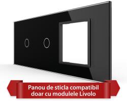 LIVOLO Panou din sticla Livolo pentru 2 întrerupatoare simple si priza, 6/7M (VL-P901.1.E-7B)