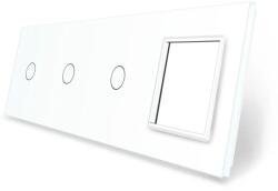 LIVOLO Panou Livolo din sticla alba pentru 3 întrerupatoare simple si 1 priza (VL-P701/01/01/E-8W)