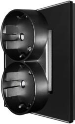 Luxion Priza dubla Luxion neagra cu rama din sticla pentru doza simpla (LX-MP210GF-B)