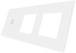 Luxion Panou întrerupator touch simplu cu 2 prize, sticla alba Luxion (LX-GP019W)