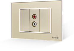 Luxion Priza audio Luxion 3M cu 2 module false si rama din sticla, auriu (LXI-068/22GF-G)