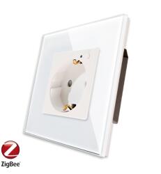 Luxion Priza inteligenta Zigbee Luxion cu monitorizare consum si rama din sticla (LX-1ZT-SC001MG-W)