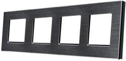 Luxion Rama cvadrupla din aluminiu neagra pentru prize si intrerupatoare Luxion (LX-M2-4FB-FL)