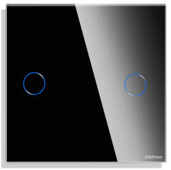 Luxion Panou întrerupator dublu touch mini din sticla neagra Luxion (LX-GP004B)