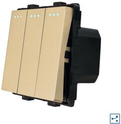 Luxion Intrerupator triplu cap scara mecanic Luxion, auriu, compatibil rame din sticla (LX-MP007G)