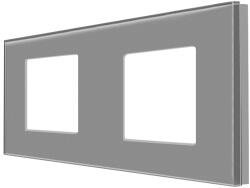 Luxion Rama dubla Luxion din sticla securizata gri pentru prize si module (LX-M1-2FGY)