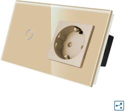 Luxion Intrerupator cap scara cu priza si rama din sticla Luxion, auriu (LX-MT-A102/MP010-G)