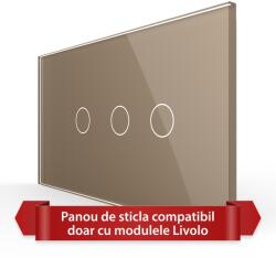 LIVOLO Panou întrerupator simplu + dublu touch Livolo din sticla, 4M, auriu (VL-P901.2-4A)