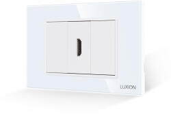 Luxion Priza HDMI + 2 Taste False LUXION cu Rama din Sticla, Standard Italian, 3M (LXI-069/22GF-W)