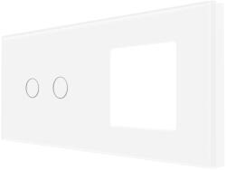 Luxion Panou dublu cu touch si priza simpla din sticla alba Luxion (LX-GP017W)