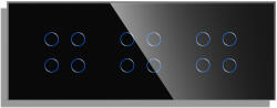 Luxion Panou cu 3 întrerupatoare cvadruple touch din sticla, negru, Luxion (LX-GP037B-FL)