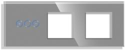 Luxion Panou cu variator touch si 2 prize simple din sticla, gri, Luxion (LX-GP0332GY-FL)