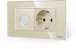 Luxion Senzor de miscare cu priza Schuko Luxion, rama din sticla aurie, 4M (LXI-051/45GF-G)