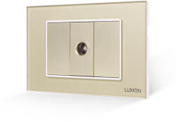 Luxion Priza TV Luxion 3M cu 2 taste false si rama din sticla aurie (LXI-032/22GF-G)