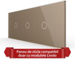 LIVOLO Panou touch triplu Livolo din sticla, auriu, standard italian 6/7M (VL-P901.1.1-7A)