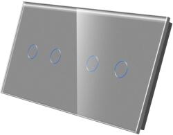Luxion Panou întrerupator touch dublu+dublu din sticla securizata, gri, Luxion (LX-GP015GY)