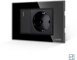 Luxion Intrerupator cap scara cu priza si rama din sticla Luxion, negru, 3M (LXI-009/045GF-B)