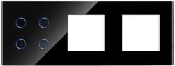 Luxion Panou cu întrerupator touch cvadruplu si 2 prize simple din sticla neagra Luxion (LX-GP039B-FL)