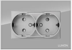 Luxion Priza dubla Luxion cu rama din sticla gri pentru doza simpla (LXD-M1-2110GF-GY)