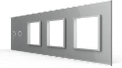 LIVOLO Panou Livolo din Sticla Gri pentru Intrerupator Dublu si 3 Prize Standard German (VL-P702/E/E/E-8I)