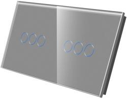 Luxion Panou întrerupator touch triplu + triplu din sticla gri Luxion (LX-GP032GY)