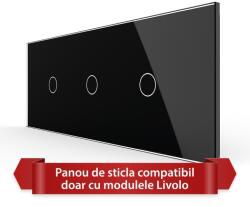 LIVOLO Panou din sticla pentru întrerupator triplu touch Livolo, negru, 6/7M (VL-P901.1.1-7B)