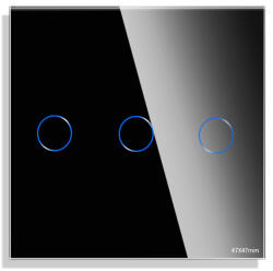 Luxion Panou întrerupator touch triplu mini din sticla neagra Luxion (LX-GP006B)