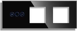 Luxion Panou Intrerupator Variator cu Touch si 2 Prize Simple Din Sticla LUXION (LX-GP0332B-FL)