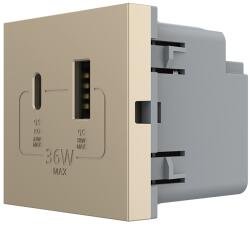 LIVOLO Modul priza USB-A + USB-C Livolo 36W, auriu, serie noua (C7-VL-FCUA18W.UC18W-2AP)