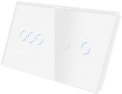 Luxion Panou întrerupator touch triplu + dublu din sticla alba Luxion (LX-GP031W)