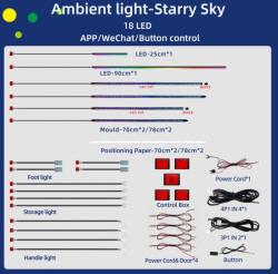 NIGHTVIBE Kit lumini ambientale auto universale 18 LED, 64 culori, control din telefon (AMB-UNIV-12)