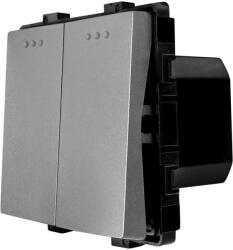 Luxion Intrerupator dublu mecanic Luxion, gri, compatibil cu rame din sticla (LX-MP004GY)