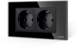Luxion Priza dubla Luxion 4M cu rama din sticla, standard italian, negru (LXI-2045GF-B)