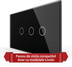 LIVOLO Panou din sticla pentru întrerupator touch Livolo, 4M, standard italian, negru (VL-P901.2-4B)