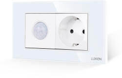 Luxion Senzor de miscare cu priza Schuko LUXION, rama din sticla, alb, 4M (LXI-051/45GF-W)