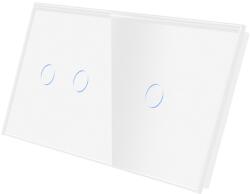 Luxion Panou întrerupator touch dublu + simplu din sticla alba Luxion (LX-GP014W)