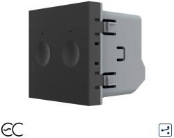 LIVOLO Modul întrerupator dublu cap scara/cruce cu touch Livolo Zigbee EC, negru (C7-VL-FC2SZ2-2BP)