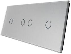 LIVOLO Panou touch Livolo din sticla gri pentru 2 intrerupatoare simple si 1 dublu (BB-C7-C1/C2/C1-15)