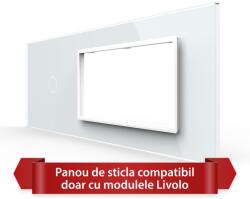 LIVOLO Panou LIVOLO din sticla alba cu 1 intrerupator si 2 prize, standard italian 6/7M (VL-P901.E.E-7W)