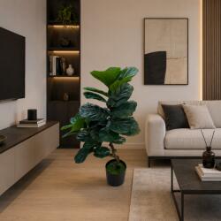  Planta artificiala Ficus decorativa 100 cm, 2 ramuri, verde, cu ghiveci (AT1CT-IM1P-PL1D-QYR2100)