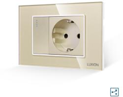 Luxion Intrerupator cap scara cu priza si rama din sticla Luxion, auriu, 3M (LXI-009/045GF-G)
