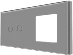 Luxion Panou din sticla pentru întrerupator dublu touch si priza simpla Luxion, gri (LX-GP017GY)