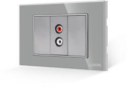 Luxion Priza audio Luxion 3M cu 2 taste false si rama din sticla gri (LXI-068/22GF-GY)