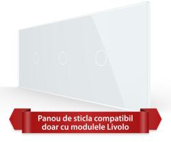 LIVOLO Panou touch Livolo din sticla alba pentru 3 intrerupatoare, standard italian 6/7M (VL-P901.1.1-7W)