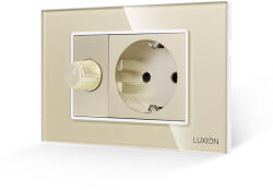 Luxion Comutator ventilator cu priza Luxion, rama sticla aurie, standard italian 3M (LXI-044/045GF-G)