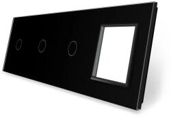 LIVOLO Panou frontal Livolo din sticla pentru 3 întrerupatoare si 1 priza, negru (VL-P701/01/01/E-8B)