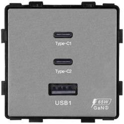 Luxion Modul priza USB Fast Charge 65W cu USB-A si 2 x USB-C, gri Luxion (LX-MP65GY)